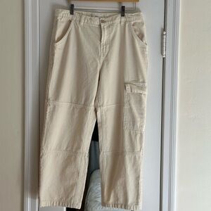 Mango Women’s Off White Cargo Wide Leg Jeans